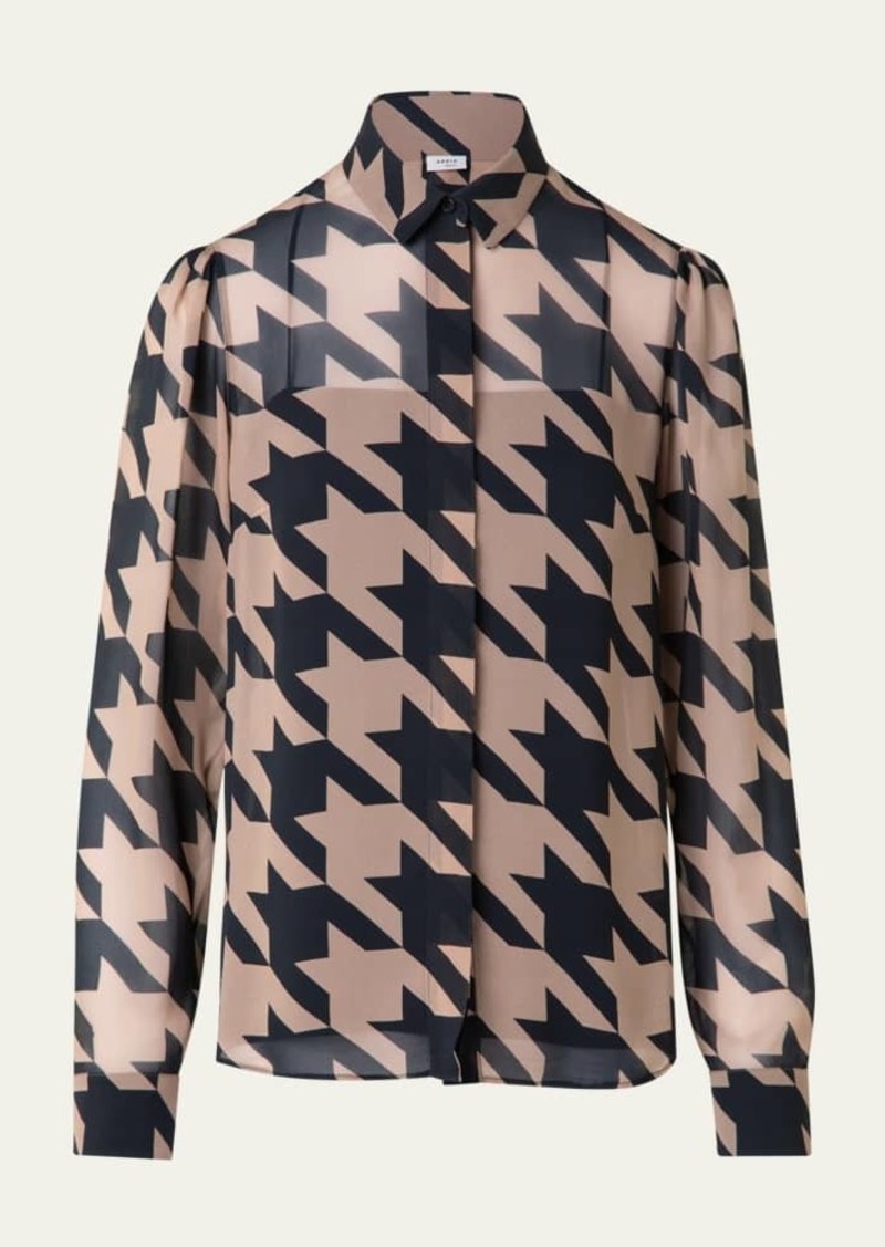 Akris punto Houndstooth Print Button-Front Blouse