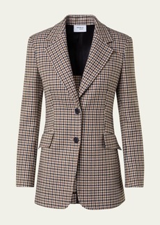 Akris punto Houndstooth Shetland Tweed Wool Boyfriend Blazer