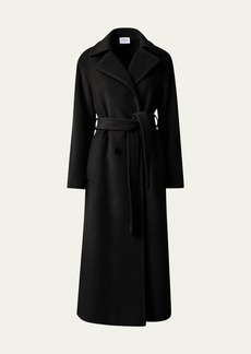 Akris punto Long Double-Breast Belted Wool-Cashmere Coat