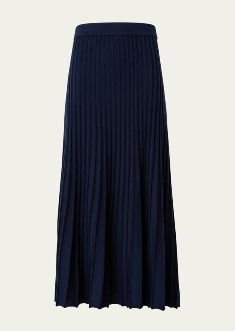 Akris punto Merino Wool Ribbed Knit Midi Skirt