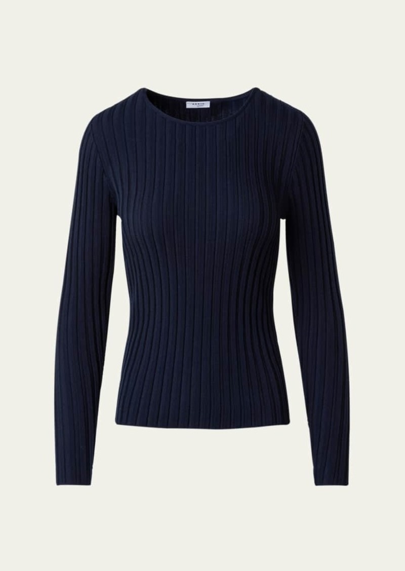 Akris punto Merino Wool Ribbed Knit Sweater