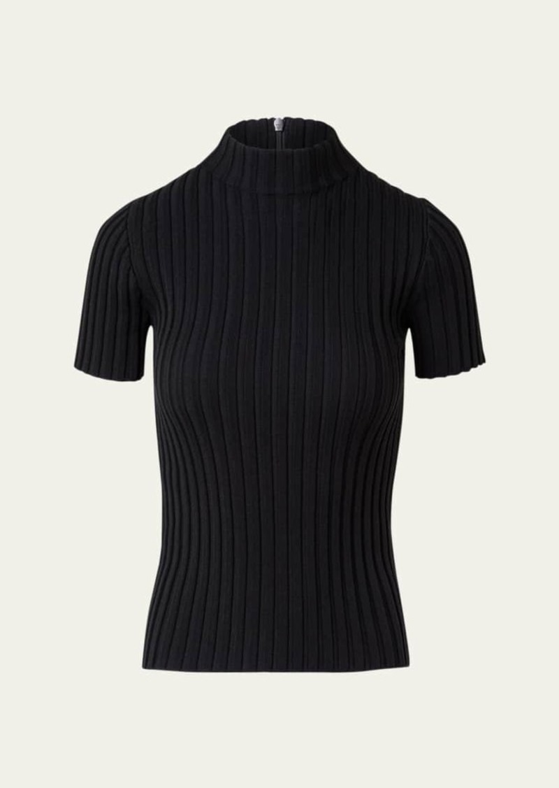 Akris punto Merino Wool Ribbed Knit Top