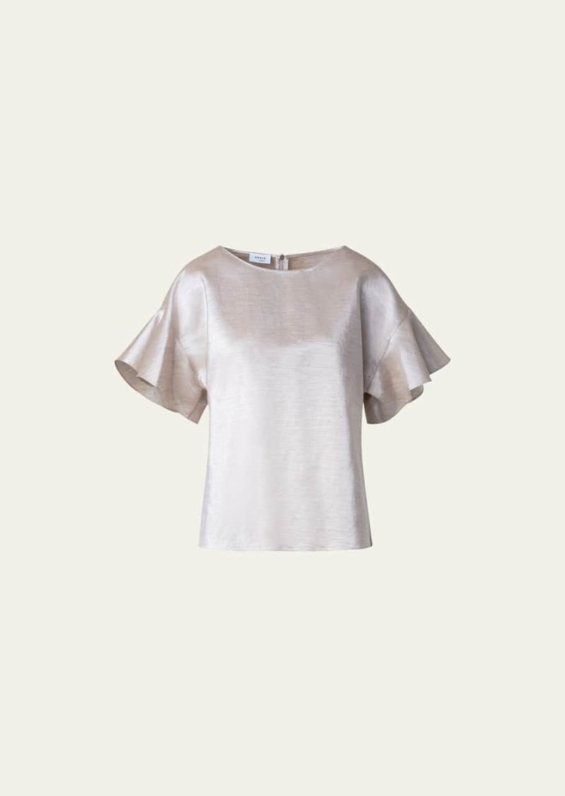 Akris punto Metallic Linen Canvas Blouse