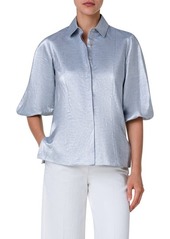 Akris punto Metallic Puff Sleeve Button-Up Shirt