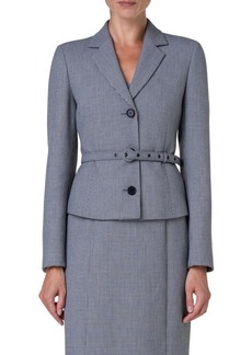 Akris punto Micro Houndstooth Pebble Crepe Belted Jacket