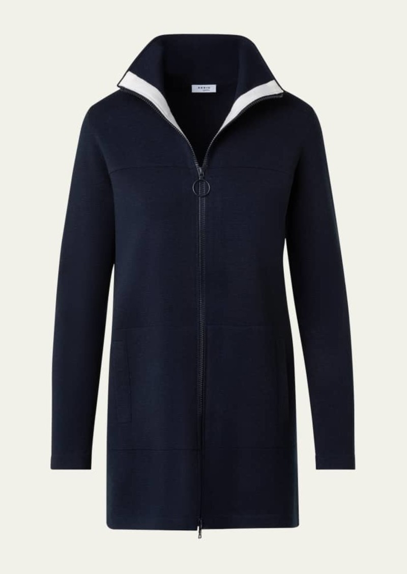 Akris punto Milano Knit Long Zip-Up Cardigan