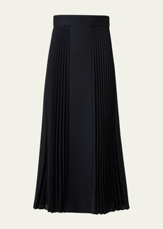 Akris punto Mixed Media Wool-Blend Plisse Midi Skirt