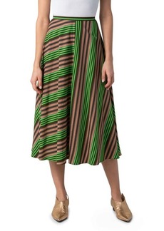 Akris punto Patchwork Stripe Midi Skirt
