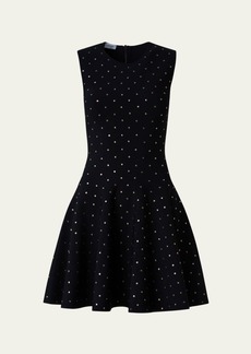 Akris punto Polka Dot Stud-Embellished Flared Mini Dress