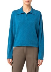 Akris punto Polo Collar Cashmere Sweater in Blue Denim at Nordstrom
