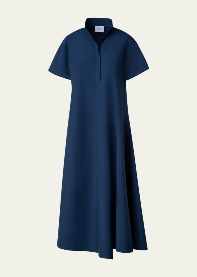 Akris punto Poplin Midi Dress with Half Circle Handkerchief Hem