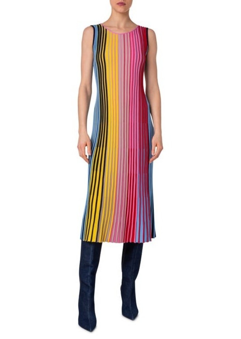 Akris punto Rainbow Stripe Wool Sweater Dress