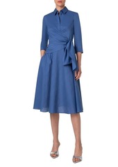 Akris punto Sash Detail Cotton Seersucker Shirtdress