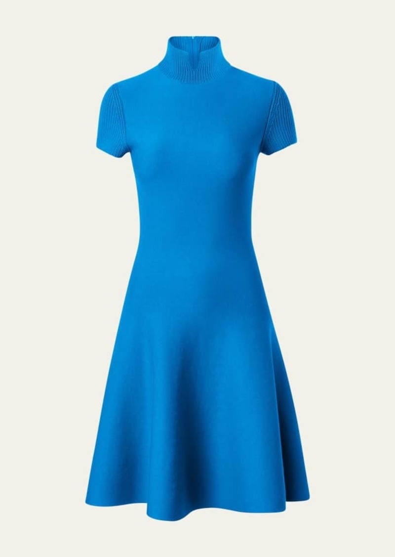 Akris punto Short Mock-Neck Ribbed Wool Dress