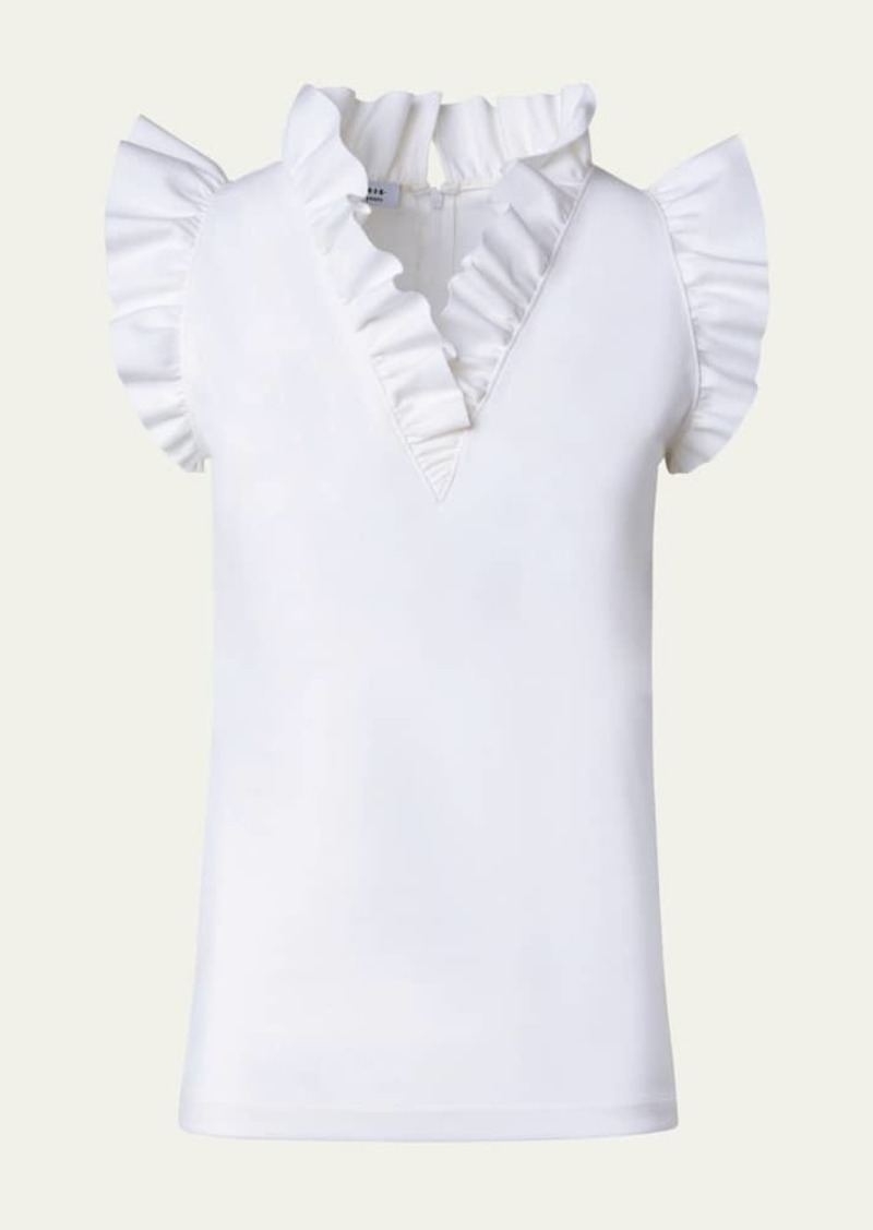 Akris punto Signature Jersey Top with Ruffled Detail