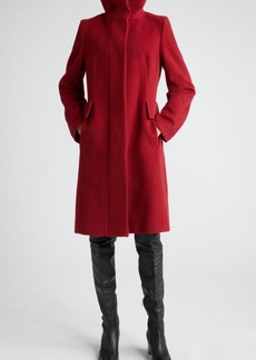 Akris punto Stand Collar Wool Blend Fleece Coat