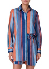 Akris punto Stripe Long Sleeve Cotton Button-Up Shirt