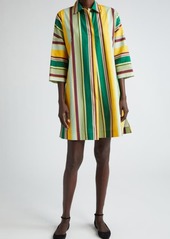 Akris punto Stripe Long Sleeve Cotton Shift Dress