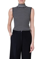 Akris punto Stripe Sleeveless Virgin Merino Wool Rib Sweater