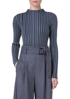 Akris punto Vertical Stripe Wool Milano Stitch Sweater