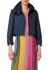 Akris punto Water Repellent Techno Satin Hooded Crop Jacket