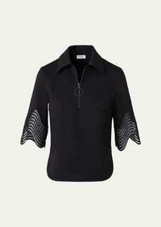 Akris punto Waved Lace Borders Polo Jersey Shirt