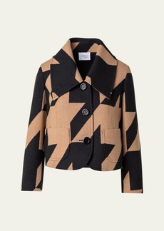 Akris punto Wool-Blend XL Houndstooth Jacquard Jacket