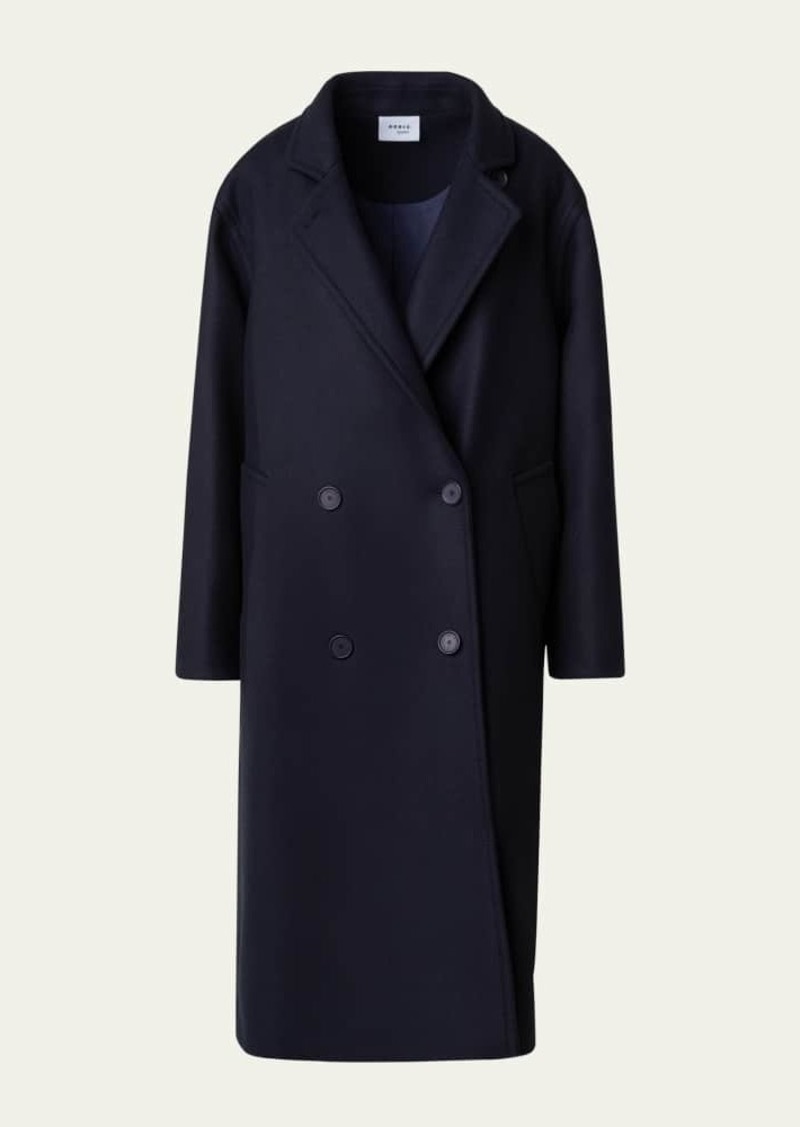 Akris punto Wool Felt Double-Breasted Overcoat