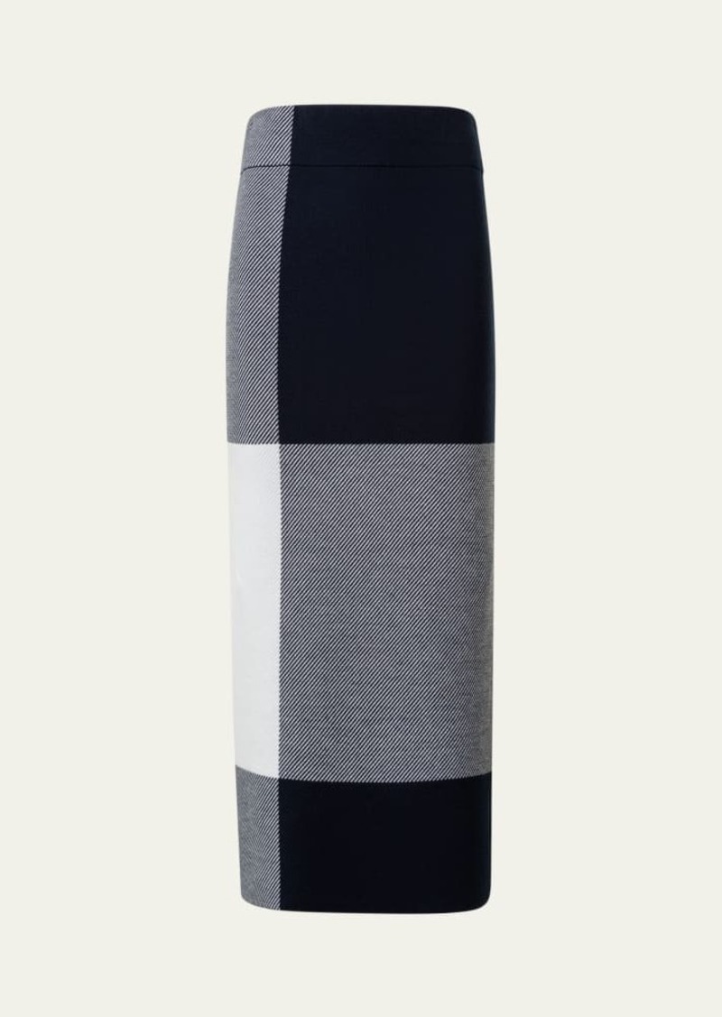 Akris punto XL Gingham Wool Midi Skirt