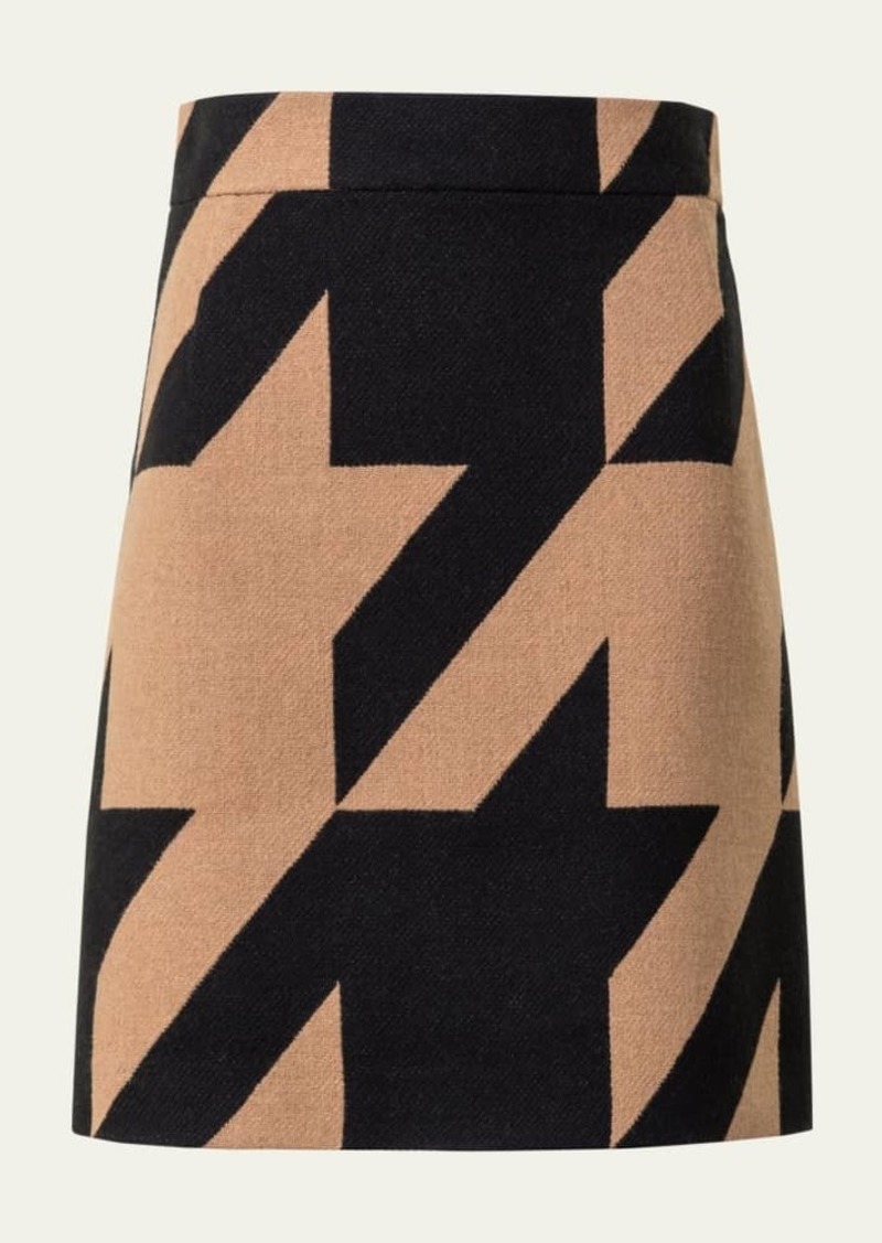 Akris punto XL Houndstooth Wool Blend Jacquard Skirt