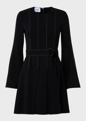 Akris Punto Belted Short Dress with Pleated Skirt