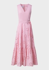 Akris Punto Circle Eyelet-Embroidered Tiered Midi Dress 