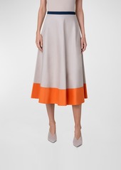 Akris Punto Colorblock Cotton Gabardine Midi Skirt