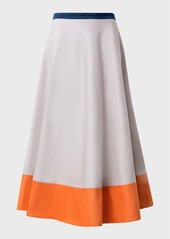Akris Punto Colorblock Cotton Gabardine Midi Skirt