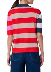 Akris Punto Colorblock Striped Polo Sweater