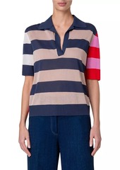 Akris Punto Colorblock Striped Polo Sweater