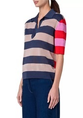 Akris Punto Colorblock Striped Polo Sweater