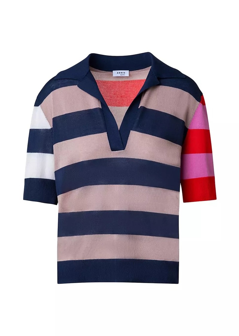 Akris Punto Colorblock Striped Polo Sweater