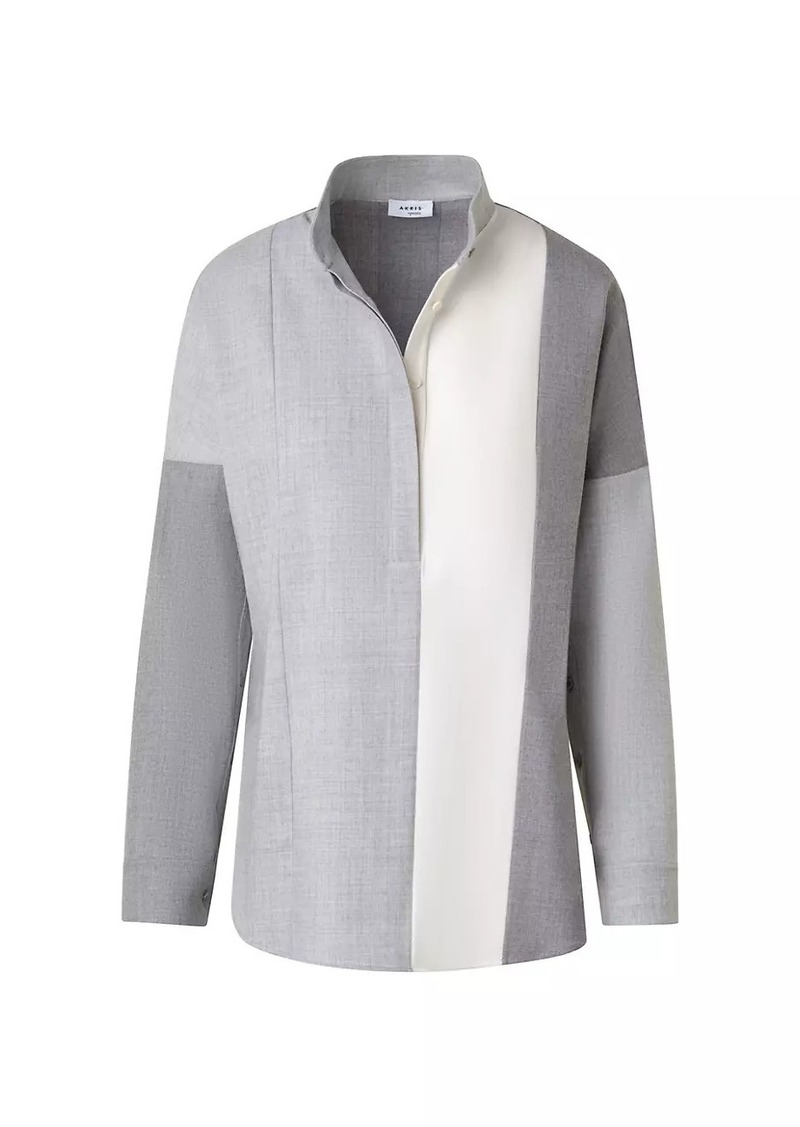 Akris Punto Colorblock Wool Blouse