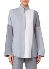 Akris Punto Colorblock Wool Blouse