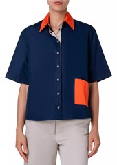 Akris Punto Colorblocked Cotton Button-Front Shirt