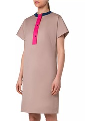 Akris Punto Colorblocked Stretch Cotton Gabardine Dress