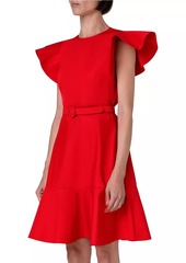 Akris Punto Cotton-Blend Belted Short-Sleeve Mini-Dress