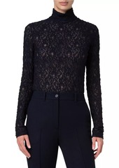 Akris Punto Cotton-Blend Lace Long-Sleeve Blouse