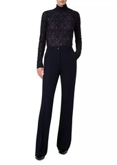 Akris Punto Cotton-Blend Lace Long-Sleeve Blouse