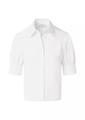 Akris Punto Cotton Poplin Puff-Sleeve Blouse