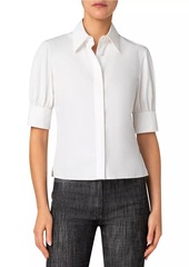 Akris Punto Cotton Poplin Puff-Sleeve Blouse