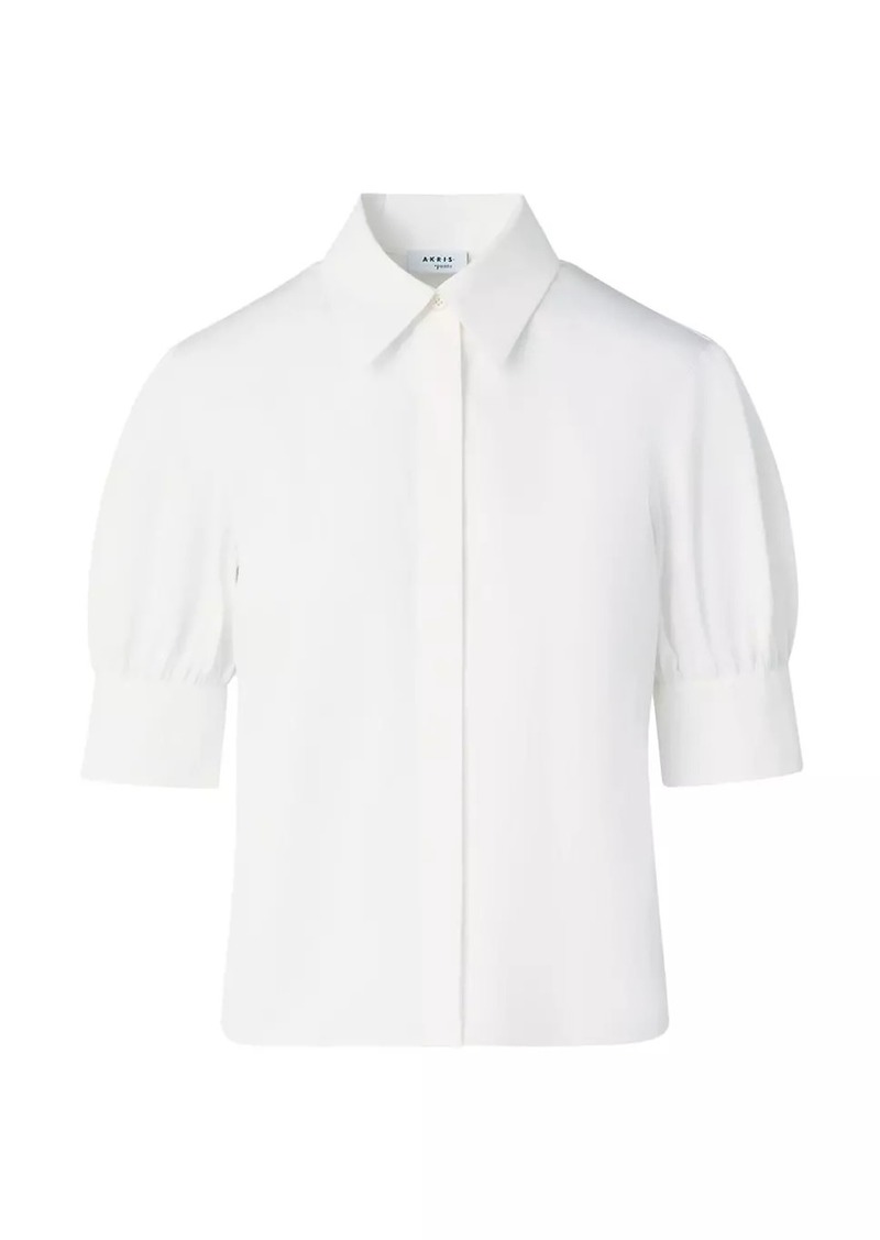 Akris Punto Cotton Poplin Puff-Sleeve Blouse