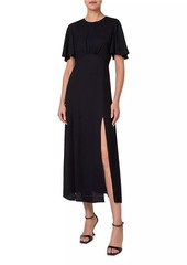 Akris Punto Crepe Flutter-Sleeve Midi-Dress