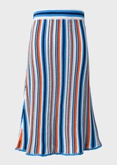 Akris Punto Crochet Knit Chair Striped Midi Skirt